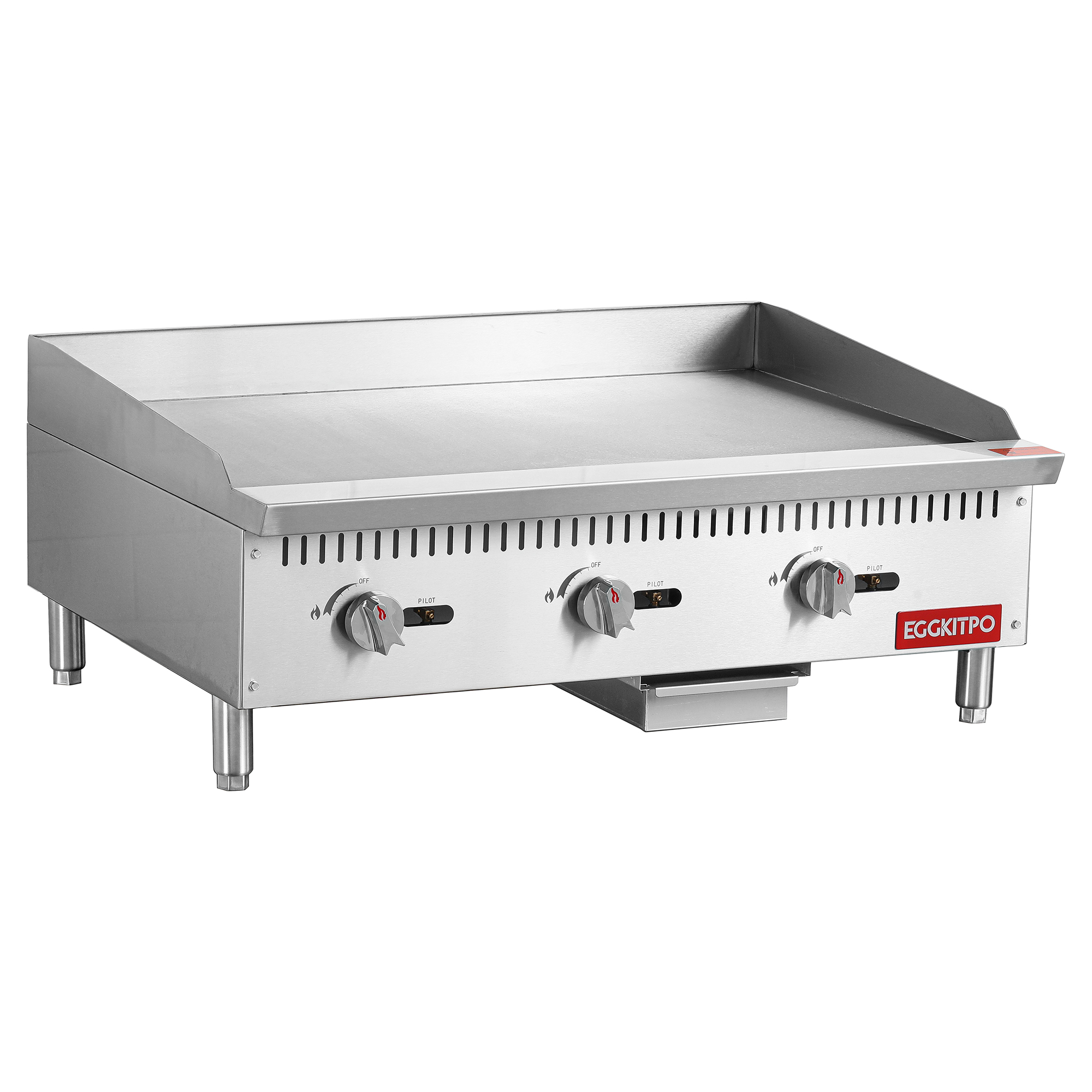  36 Inch CSA Certified Commercial Natural Gas Griddle Manual Controls 90,000 BTU Countertop Flat Top Grill Hot Plate with Independeent Knob 3 Burners Stainless Steel Grill for Restaurant Use 