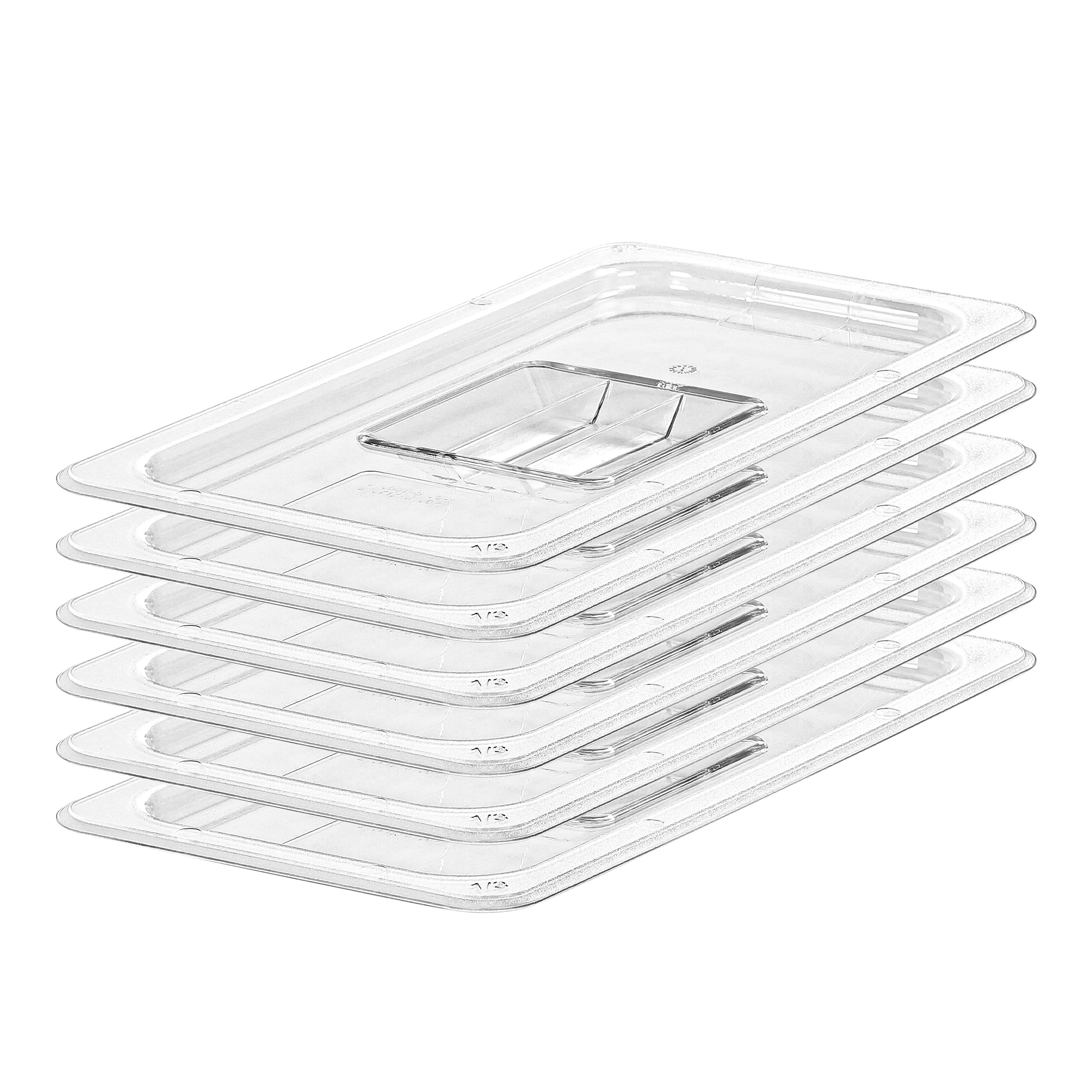 EGGKITPO 6 PCS Clear Food Pan Lids Universal 1/3 Size Polycarbonate Lids with Handle Food Storagge Container Cover for Commercial Restaurant Hotel Dishwasher Safety BPA Free