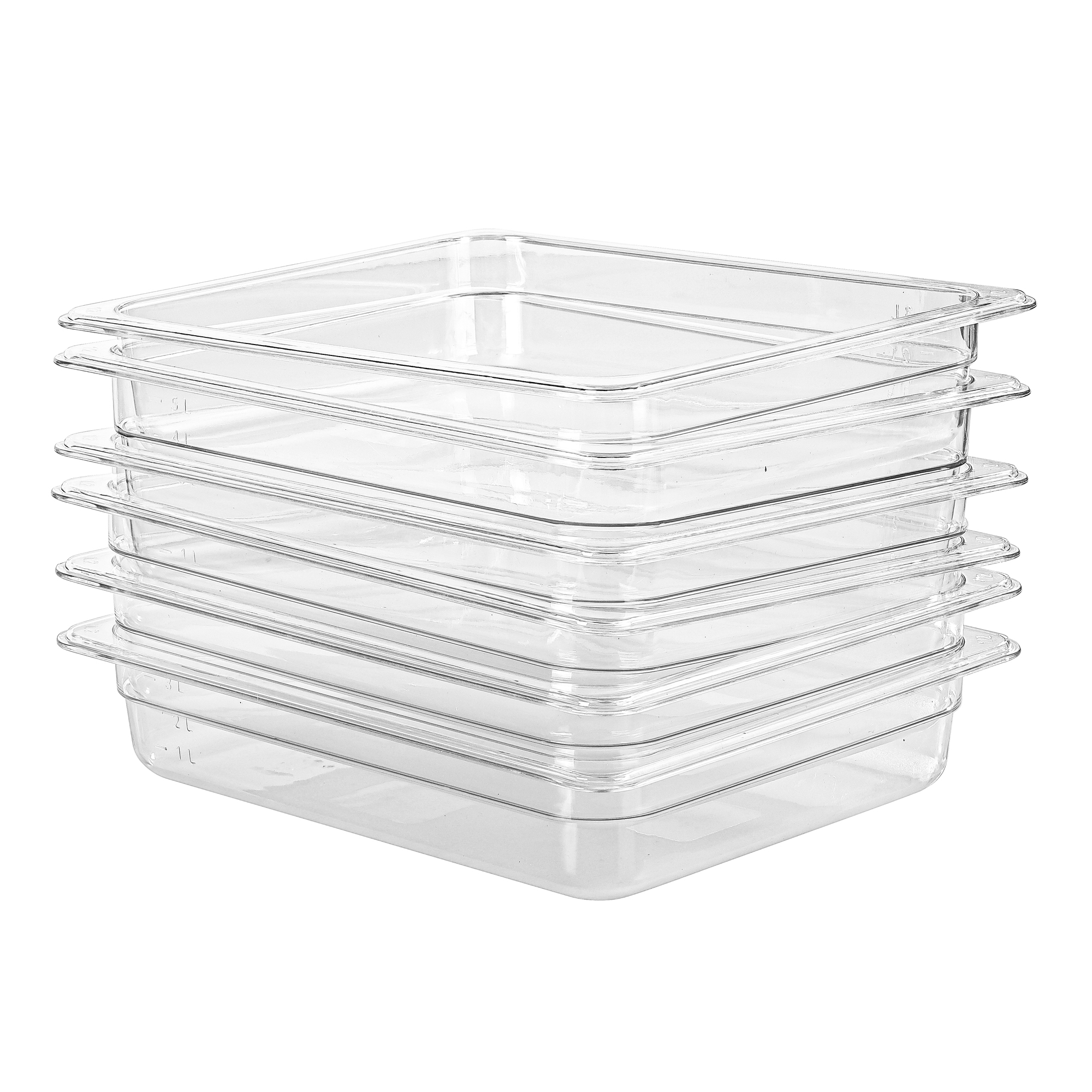 EGGKITPO 6-Pack Half Size Food Pan 2.5 Inch Deep Food Storage Container for Commercial Business Clear Stackable Polycarbonate Pans for Food Prep BPA Free Freezer-safe