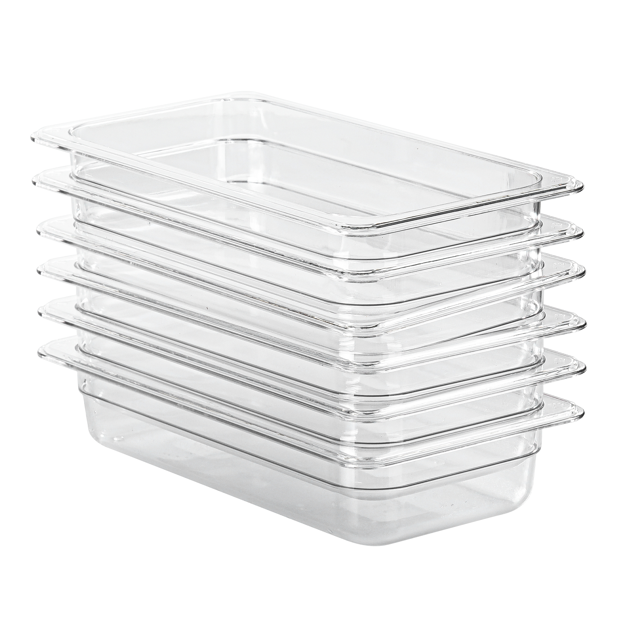 EGGKITPO 6-Pack 1/3 Size Food Pan 2.5 Inch Deep BPA Free Polycarbonate Food Storage Containers Stackable Clear Hotel Pan for Buffet Party Supplies Dishwasher Freezer Safe