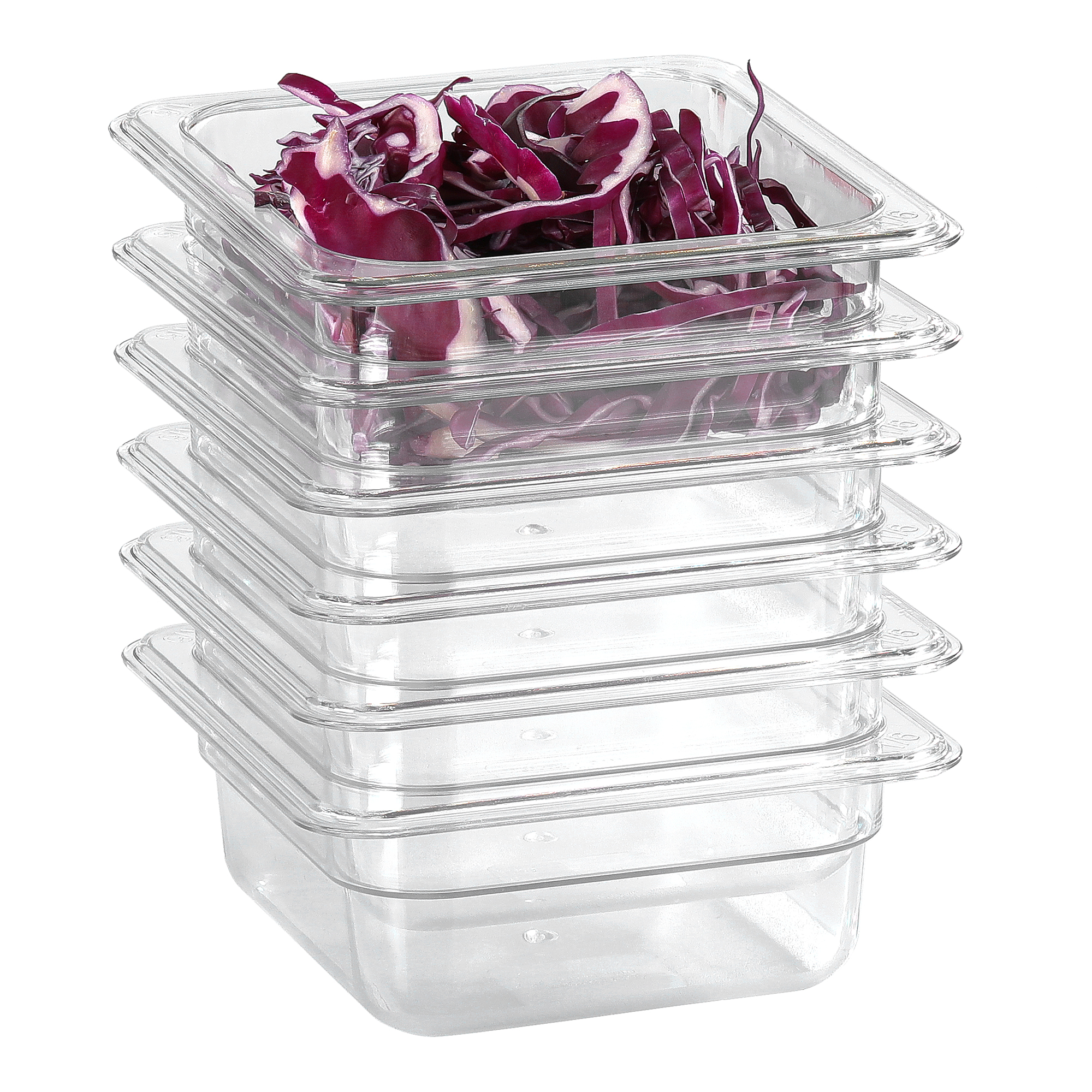 EGGKITPO 1/6 Clear Food Pans 6 pack 2.5 Inch Deep Pan Stackable Polycarbonate Food Pan for Commercial Kitchen Restaurant Use BPA free