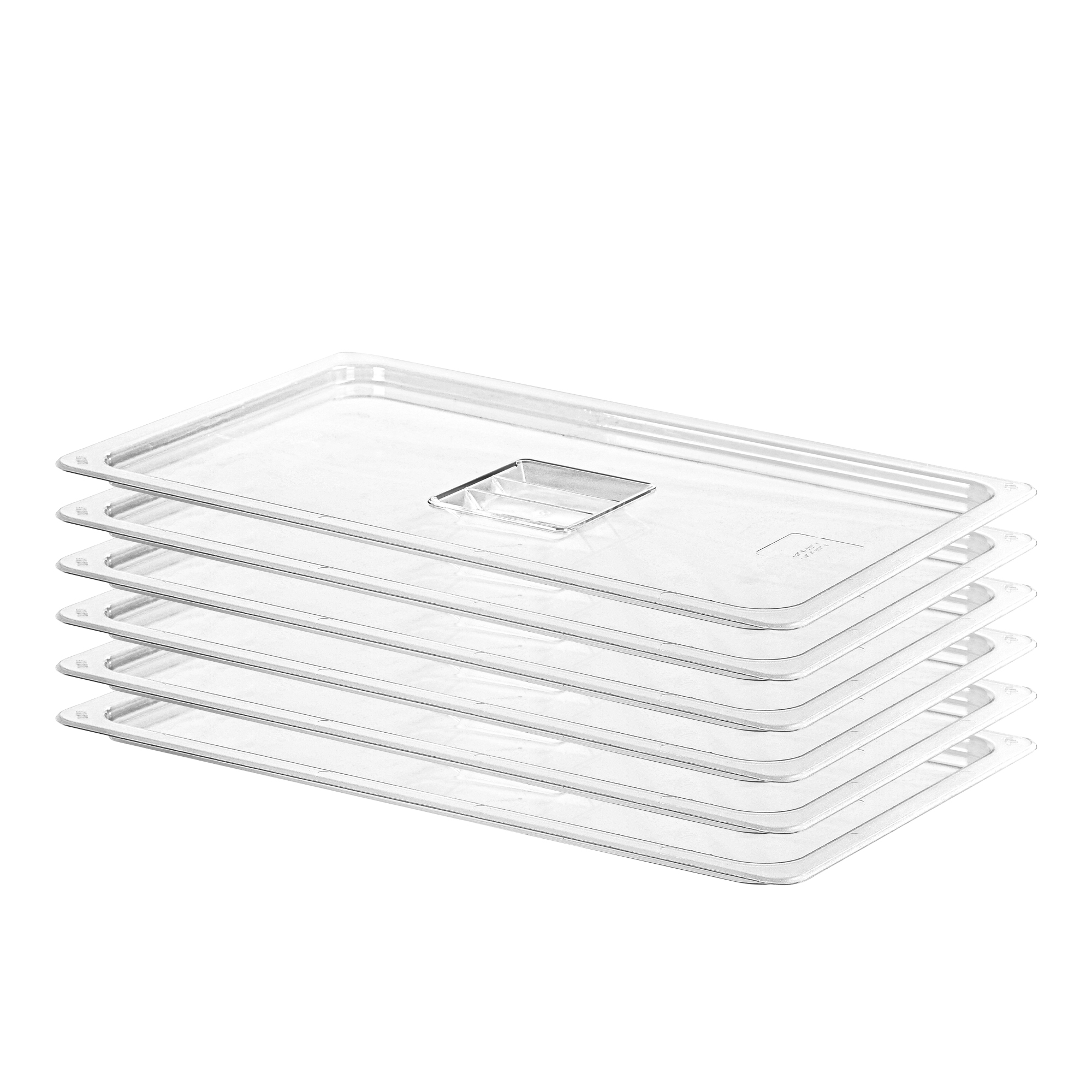 EGGKITPO 6 Pack 1/1 Size Lids Universal Full Size BPA-Free Polycarbonate Clear Food Pan Lids Dishwasher Safety Food Storagge Container Cover with Handle for Food Prep Table Hotel