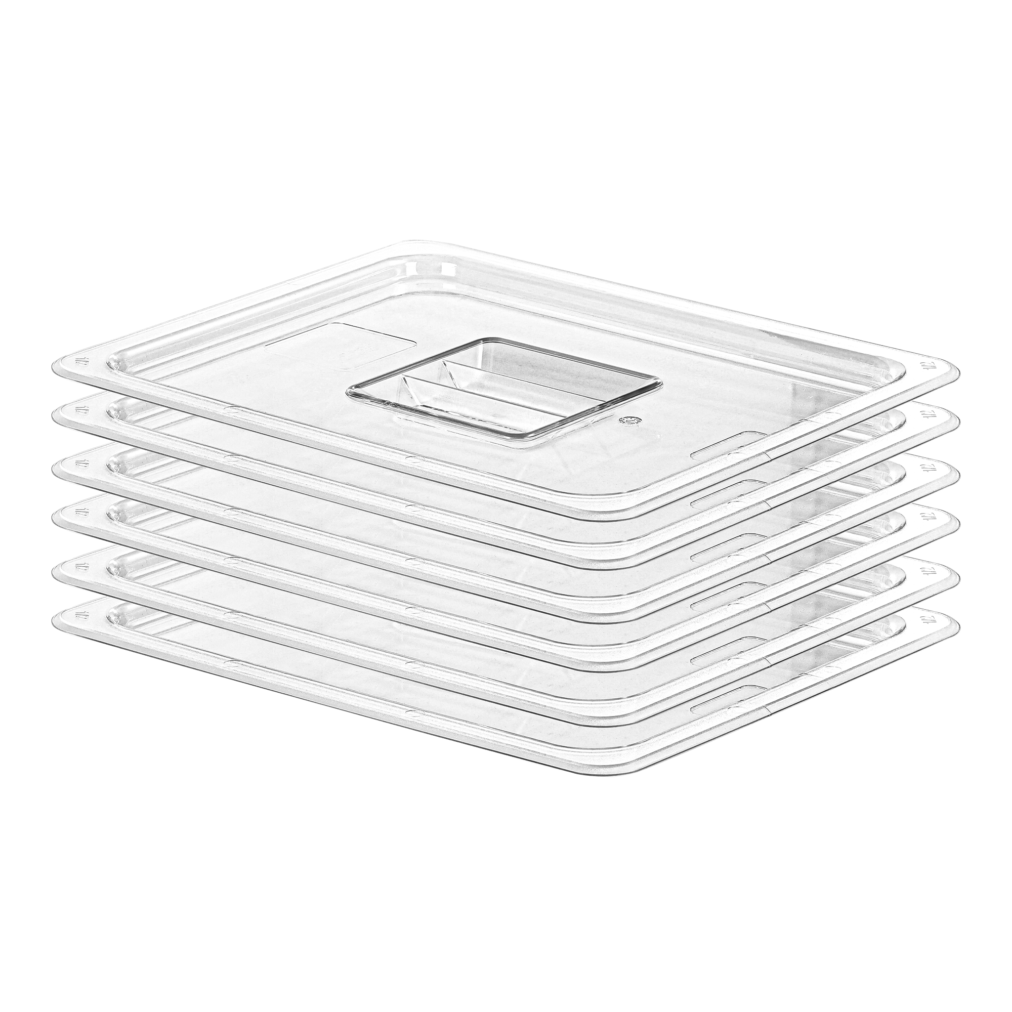 EGGKITPO 6 PCS Lids Universal 1/2 Size Polycarbonate Clear Food Pan Lids with Handle Dishwasher Safety Food Storage Container Cover for Party Food Prep Table Hotel BPA Free